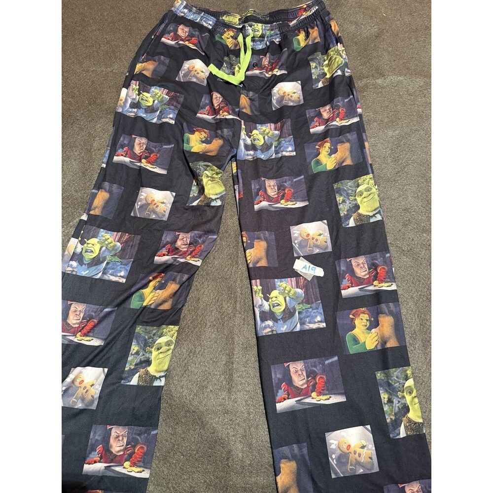 Shrek Mens Pajama Pants L Large Black Sleepwear Casual Lounge Wear PJ Bottoms